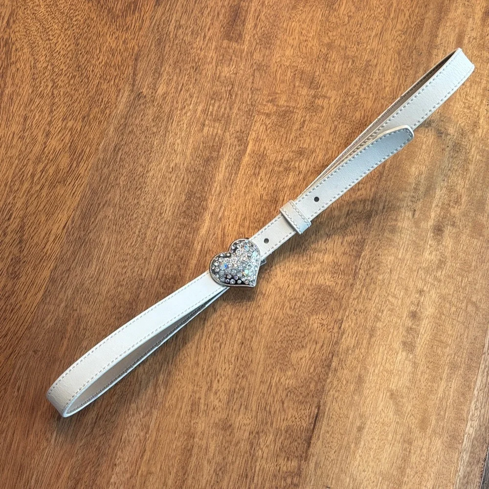 Guess White Leather Belt